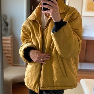 Vintage Mustard Color Faux Fur Lined Ski Jacket